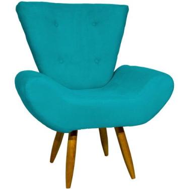 Imagem de Poltrona Para Sala Decorativa Emilia Suede Cores Pés Castanhos - Cliqu