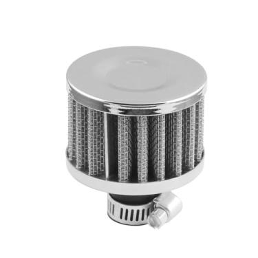 Imagem de Filtro de admissão de ar frio de 12 mm Turbo Vent Cárter Válvula de respiro do carro Tampa(Silver)