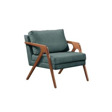 Imagem de Poltrona Decorativa Mona Luxo Premium Base Em Madeira Maciça