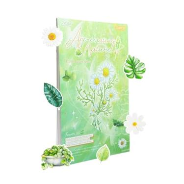 Imagem de WCCH Adesivos de scrapbook de flores naturais para diários de lixo, 20 folhas de adesivos autoadesivos de PET para diário, scrapbooking, bujo, colagem, artes artesanais para adultos, letras DIY verde