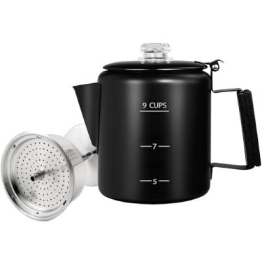 Imagem de Vaolvpant Cafeteira sem revestimento com 9 xícaras de aço inoxidável 304, moka, fogão, máquina de café expresso italiana Greca Cubana, 1500 ml, adequada para fogão de indução a gás, chaleira de