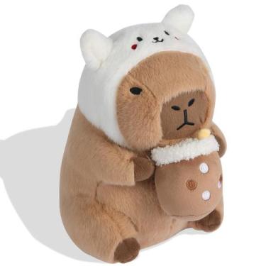 Imagem de Brinquedo de pelúcia Actrick Cute Capivara com chapéu de coelho de 30 