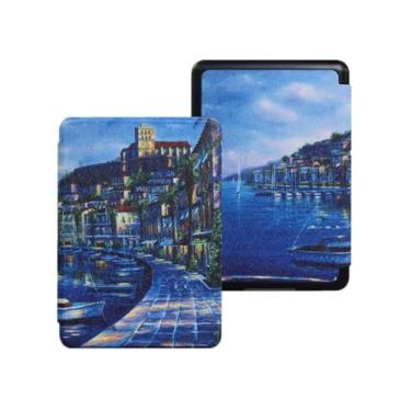 Imagem de Akacy Capa com padrão pintado para Kindle Paperwhite de 6,0 polegadas 10ª geração lançada em 2018 (Modelo: PQ94WIF) Capa protetora de couro PU com função auto despertar/hibernar/à prova d'água (24)