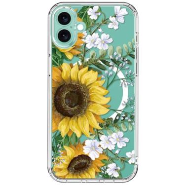 Imagem de ICEDIO Capa para iPhone 16 Plus com protetor de tela - compatível com carregamento sem fio, proteção aprimorada da câmera, capa de telefone transparente com design floral moderno para mulheres