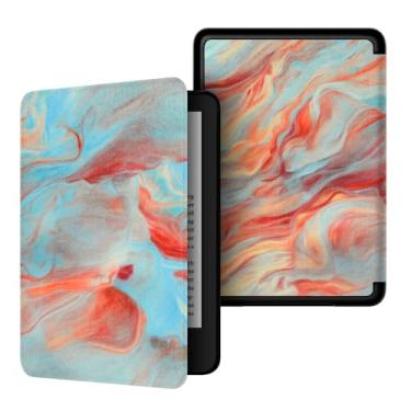 Imagem de Akacy Capa com padrão pintado para o novo Kindle paperwhite de 6,8 polegadas (11ª geração - versão 2021) - capa leve de couro PU com hibernar/despertar automático para Kindle 11ª geração 2021 e-reader