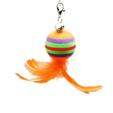 Imagem de Luzhengyang Recargas de varinha Feather Cat Teaser – Cabeças inspiradas em pássaros naturais, acessórios de brinquedo de gato para brincadeiras interativas (pacote com 5) (refil de bola arco-íris
