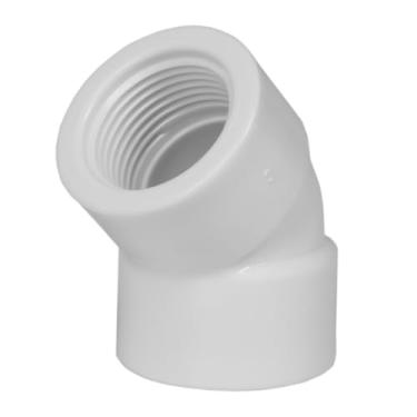 Imagem de Joelho Roscável 45 Graus, PVC, 1/2 e 3/4 Polegada, Branco, para Mudança de Direção em Tubulação (15un - 3/4")