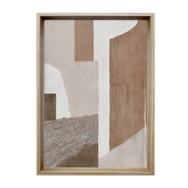 Imagem de Quadro Abstrato Formatos Terrosos II com Vidro Colorido 50x70 cm