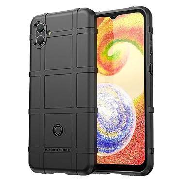 Imagem de IDEWEI Capa de telefone para Samsung Galaxy A04, fibra de carbono refinada, anti-queda, anti-impressão digital, proteção total de 360° preta