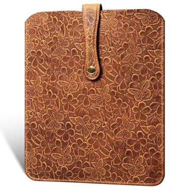 Imagem de Thryxop Capa vertical para laptop para MacBook Pro de 16 polegadas, capa protetora de couro genuíno compatível com M2 M3 M4 Pro/Max 2024, marrom