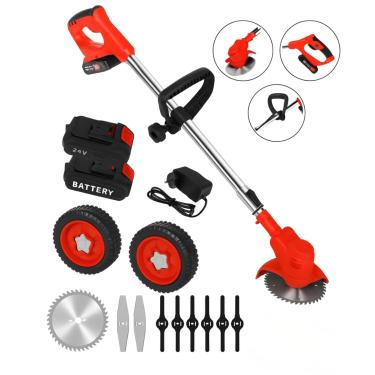 Imagem de Roçadeira a Bateria 48V Sem Fio com 2 Baterias, Lâminas e Acessórios, Aparador e Cortador de Grama 800W Portátil, Ajuste de Altura, Rodas, Lâmina Circular Jardim e Poda