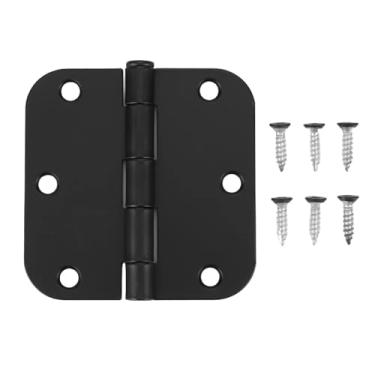 Imagem de 3 dobradiças de porta para portas internas, ferro de 9,5 x 9,5 cm, raio de 5/20.3 cm, dobradiças de janela de porta para controles de hardware de portas de 8,5 cm (prata)