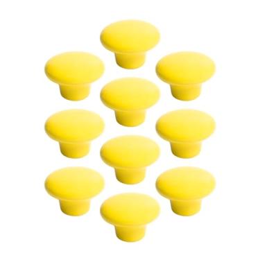 Imagem de 10 Puxador Porcelana em Cerâmica Gaveta Armário Móveis 38mm (Amarelo Claro - MPPON109)