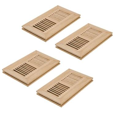 Imagem de Razo Pacote com 4 peças de registro de piso de madeira de carvalho vermelho, ventilação de montagem embutida com amortecedor, 10 x 25 cm (abertura do duto), espessura de 3/4 polegadas, inacabado
