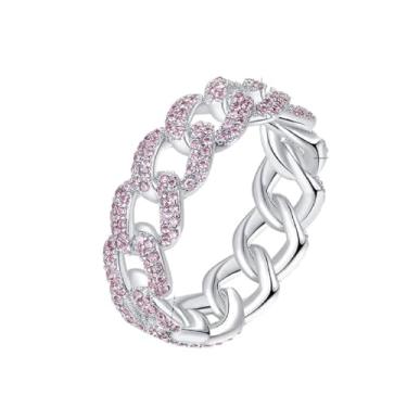 Imagem de TIRROMAJA Novo anel de dedo de zircônia cúbica 2025 pinl eterno incomum moda brilhante joias para casais para mulheres amantes presentes de casamento namoro joias acessórios de moda presente criativo