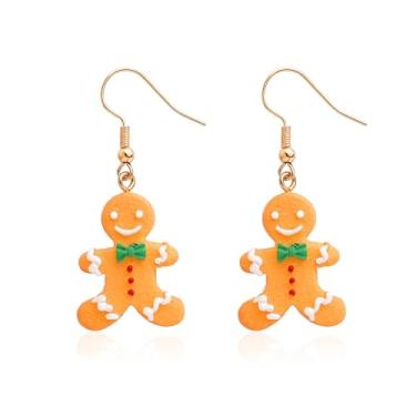 Imagem de Agriajun Brincos de estrela de árvore de Natal verde dourado para mulheres, strass CZ neve pontos vermelhos brincos moda inverno acessórios de Natal joias presente, Latão, Sem pedra preciosa