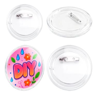 Imagem de 2,28/3,11 polegadas Botão de imagem em branco acrílico, 4 peças, fivela de botão de acrílico de acrílico faça você mesmo, alfinetes em branco de acrílico a granel para artesanato, foto DIY, atividade