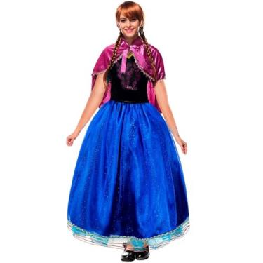 Imagem de Fantasia Princesa Anna Frozen Adulta de Luxo Com Capa