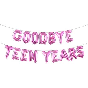 Imagem de 40,6 cm Adeus Adolescentes Anos 20º Aniversário Decoração de Festa Folha Balões Banner para Feliz Vinte Anos Adolescentes Homens Mulheres Classe Reunião Artigos de Festa (GOODBYE TEEN YEARS Rose Red)