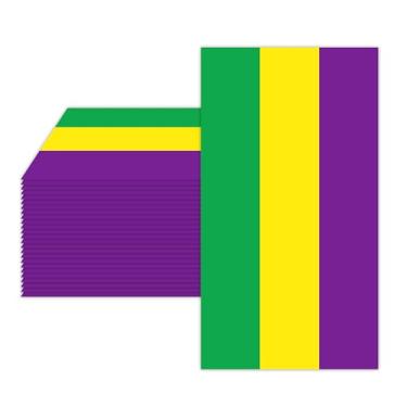 Imagem de Whaline Guardanapos descartáveis de carnaval para convidados, 80 peças, roxo, amarelo, verde, jantar, guardanapo de papel para baile de máscaras, desfile de máscaras, mesa de banheiro