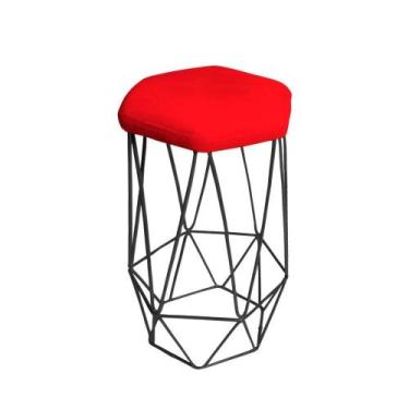 Imagem de Banqueta Aramada Vermelha Base Ferro Preta Web Shop Móveis - Web Shop 