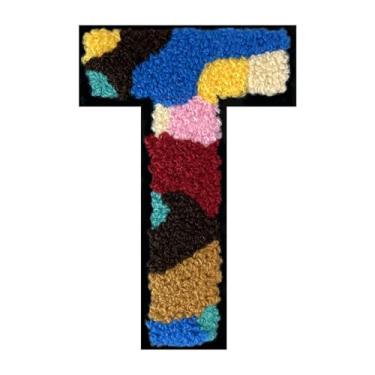 Imagem de 1 peça de patch de letra de chenille de ferro de camuflagem de 15 cm – adesivos do alfabeto para roupas, jaquetas, mochilas, chapéus para decoração personalizada, nome personalizado e artesanato. (T)