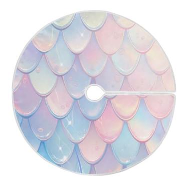 Imagem de Blueangle Saia de árvore de Natal com escamas de sereia de 89,9 cm - poliéster macio e resistente a rugas, decoração de férias para festas de Natal, árvore festiva e decoração de casa (684)