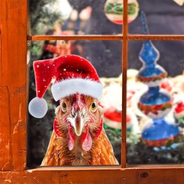 Imagem de Adesivos de janela de Natal reutilizáveis adesivos de janela estática com design de pintinho com design de pintinho para janelas de Natal 7,221 x 24 cm para decoração de porta de vidro de café