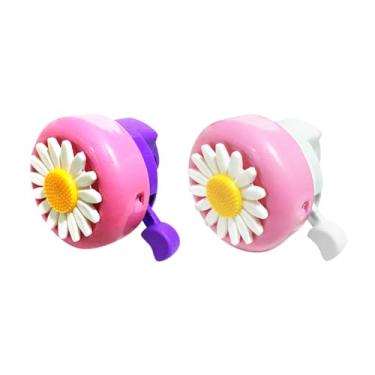 Imagem de ccHuDE 2 peças de campainha de bicicleta margarida sino de bicicleta alto nítido som claro sinos de bicicleta bonito scooter buzina acessórios para crianças rosa roxo