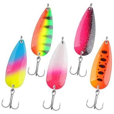 Imagem de OROOTL Iscas de pesca de água salgada, 5 colheres de pesca com anzóis agudos duráveis, isca para garoupa de atum e salmão, isca de pesca de peixe do mar, colher de pesca para robalo com caixa de