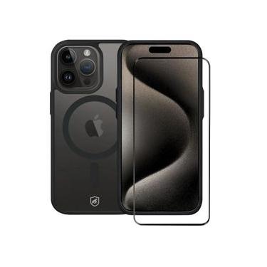 Imagem de Kit Capa Magsafe Preta e Pelicula Ultra Glass Preta para iPhone 15 Pro Max - Gshield