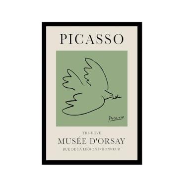Imagem de Impressão em tela verde sálvia Pablo Picasso animais esboço arte de parede gato cão pássaro cavalo impressão linha abstrata desenho pôsteres para quarto casa escritório decoração (SKU4,16x24") (40x60