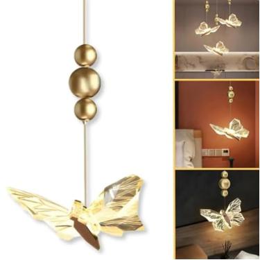 Imagem de Pendente Led Borboleta Dourada De Vidro Bivolt 4w 3000k