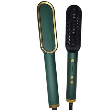Imagem de Escovas de Cabelo Escova Elétrica Alisadora De Cabelo Chapinha Temperatura Ajustável(Verde)