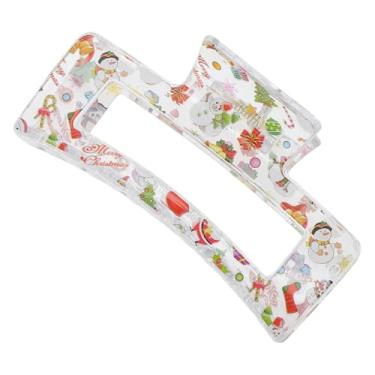 Imagem de Generic Prendedores de cabelo quadrados de boneco de neve para o Natal 8,5 x 4,5 x 4 cm, transparente, 1 peça