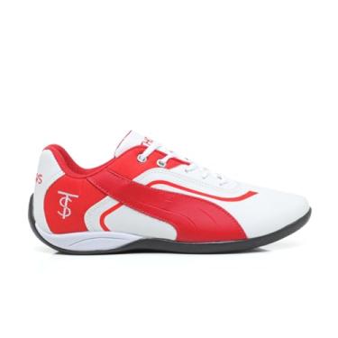 Imagem de Thows Chuteira Futsal Masculina Original, Conforto e Estilo Garantido (Branco Com Vermelho, BR, Adulto, Numérico, 42)