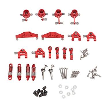 Imagem de CUOFYUNL Kit de peças de atualização de metal para carro RC Amortecedores CVD eixo de transmissão dianteiro traseiro copo de direção para carro K969 1/28 RC (Vermelha)