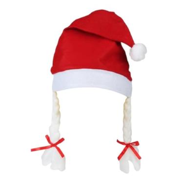 Imagem de Gorro Natalino Mamãe Noel com Trança e Pompom – 28x55cm