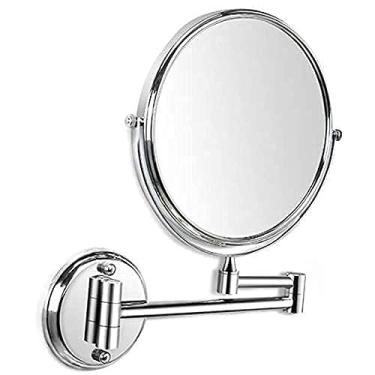 Imagem de Espelho de maquiagem montado na parede com rotação de 360 graus, ampliação 3X, espelho retrátil para penteadeira, espelho duplo