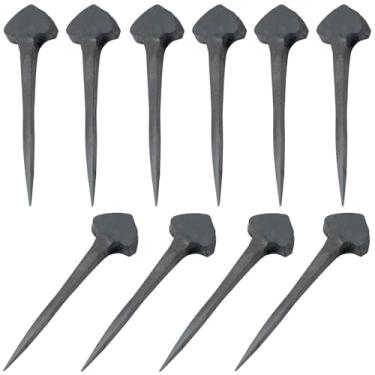 Imagem de TorSor Pacote com 10 pregos de corte comum de 3,8 cm, pregos antigos decorativos antigos, pregos de ferro forjados à mão para pendurar, moldura de pôster, artesanato, projetos feitos à mão, vigas de