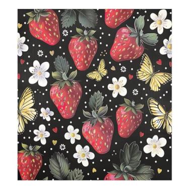 Imagem de Qilmy Capa magnética para máquina de lavar louça, flores silvestres e morangos, 58 x 66 cm, capa decorativa para geladeira para porta frontal, adesivo, máquina de lavar, painel de geladeira, decalque