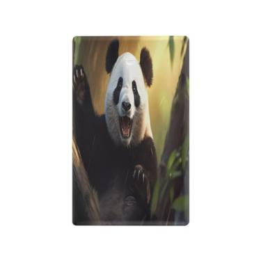 Imagem de Wassud Placa de cobertura para interruptor de luz, 1 capa de tomada em branco, placa de parede Hello Panda decorativa, decoração de casa, sala de estar, quarto