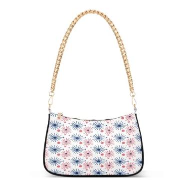 Imagem de CEBUGI Bolsas transversais femininas bolsa de ombro para fogos de artifício do Dia da Independência Bolsa clutch elegante com alça de corrente