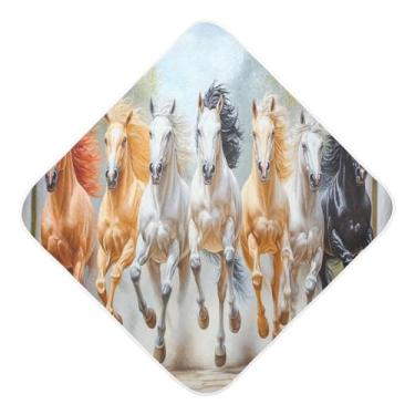 Imagem de Toalhas de bebê com capuz ultra macias absorventes toalha de banho cavalos musselina algodão toalhas de banho para recém-nascidos crianças pequenas 35x35 polegadas