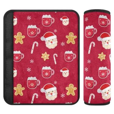 Imagem de Burbuja Capa para cinto de segurança de carro de Papai Noel Cookies Protetor de cinto de segurança de carro macio confortável para alça de ombro de assento, 1 par médio
