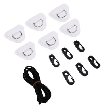 Imagem de UPALDHOU Anéis D para prancha de remo, kit de patch D de reparo de barco inflável com ganchos elásticos para barco, jangada, caiaque, canoa, prancha de surf (branco)