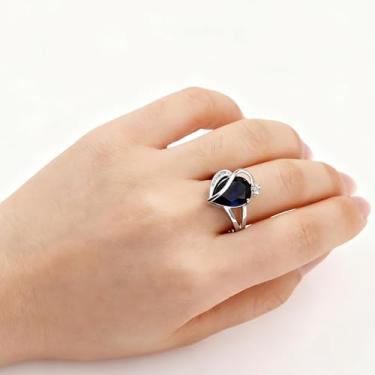 Imagem de Anel de zircônia cúbica em forma de coração para mulheres, joias minimalistas, presente de aniversário romântico, lindo presente de dia dos namorados, acessório de compromisso elegante YC6581, Latão