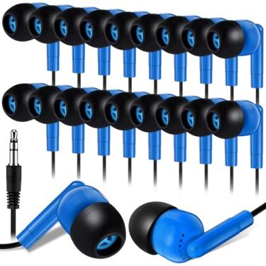 Imagem de Kanayu Pacote com 50 fones de ouvido com fio a granel para sala de aula, fones de ouvido básicos para estudantes, sem microfone, com conector de 3,5 mm para escola, laptop, biblioteca escolar