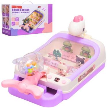 Imagem de Brinquedo Acerte o Alvo Lançador Unicórnio Rosa Bolas Coloridas Musica