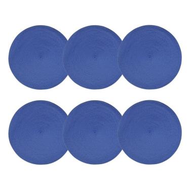 Imagem de Cj 6 Lugares Americanos de Plástico Redondo Fresno Espiral Azul 38cm Lyor